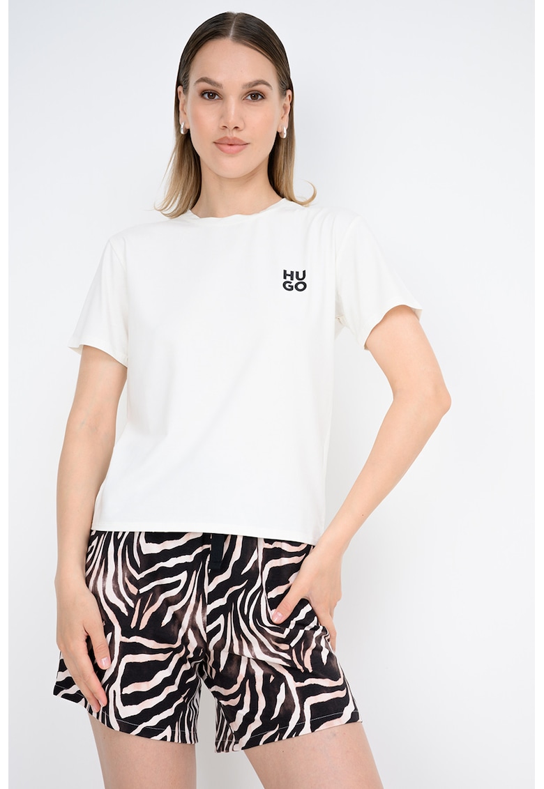 Tricou din amestec de modal cu logo - Alb