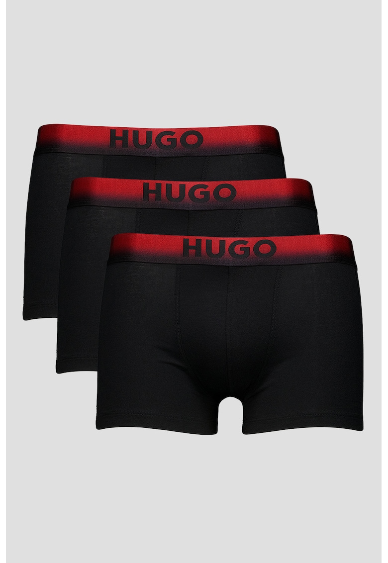 Set de boxeri cu banda logo in talie - 3 perechi - Rosu/Negru