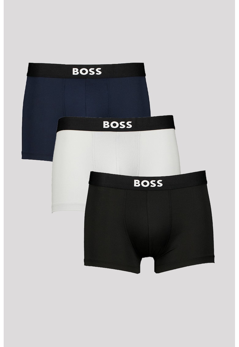 Set de boxeri cu banda logo in talie - 3 perechi - Negru/Gri deschis/Albastru ultramarin