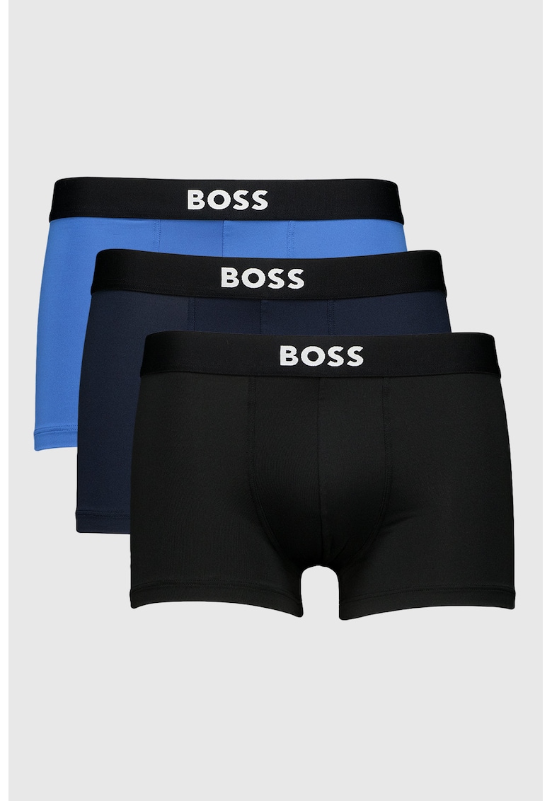Set de boxeri cu banda logo in talie - 3 perechi - Negru/Albastru