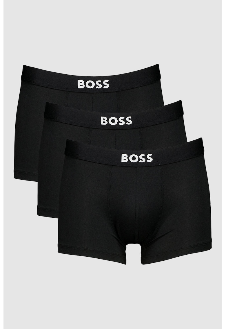 Set de boxeri cu banda logo in talie - 3 perechi - Negru