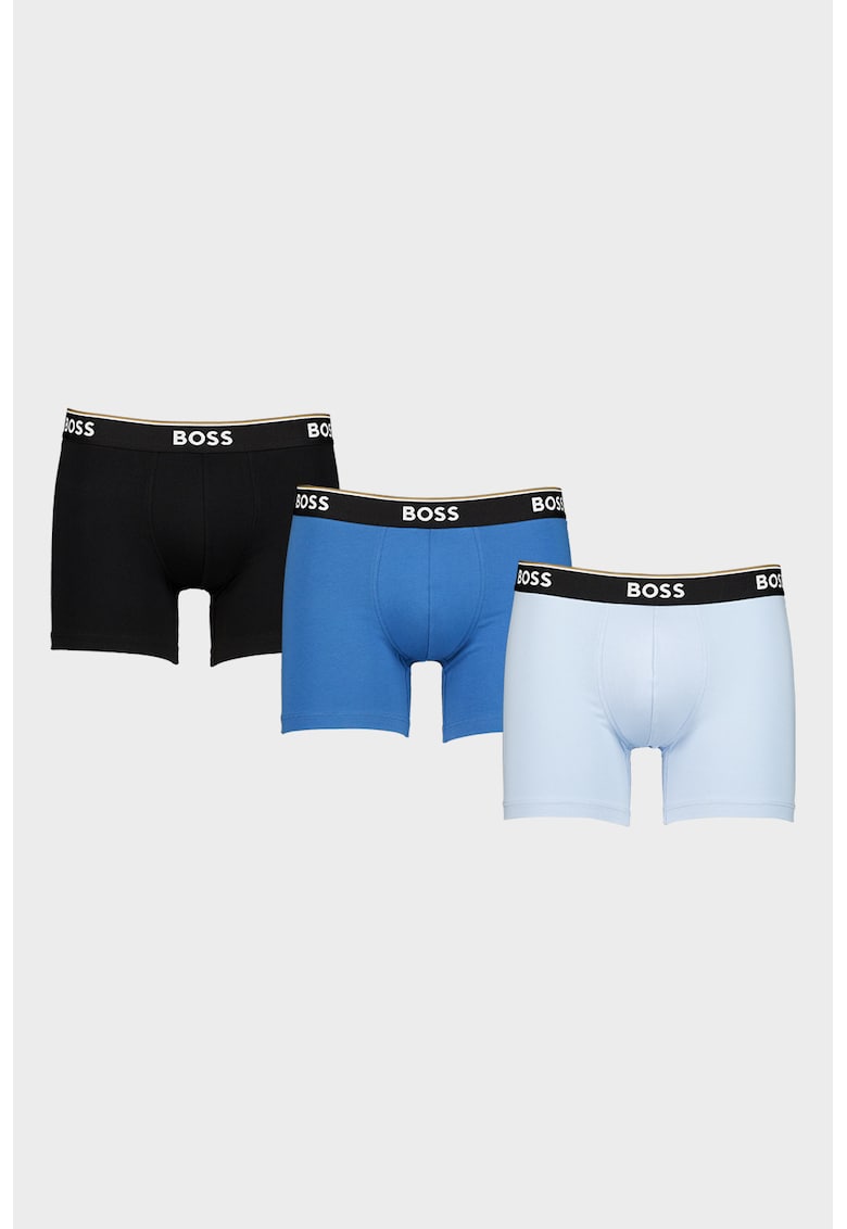 Set de boxeri din amestec de bumbac - 3 perechi - Negru/Albastru pal