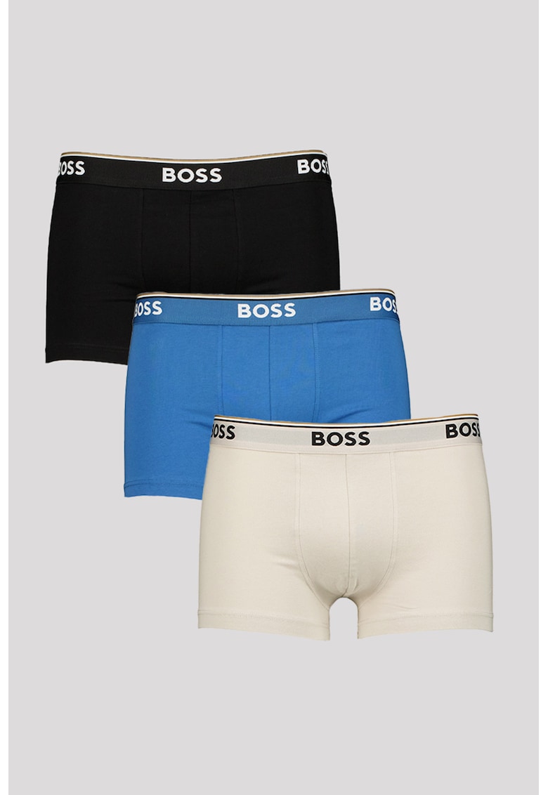 Set de boxeri din amestec de bumbac - 3 perechi - Negru/Maro taupe deschis/Albastru petrol
