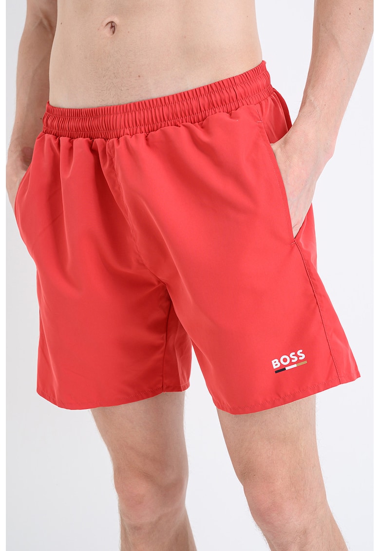 Pantaloni scurti de baie cu logo Swordfish - Rosu inchis