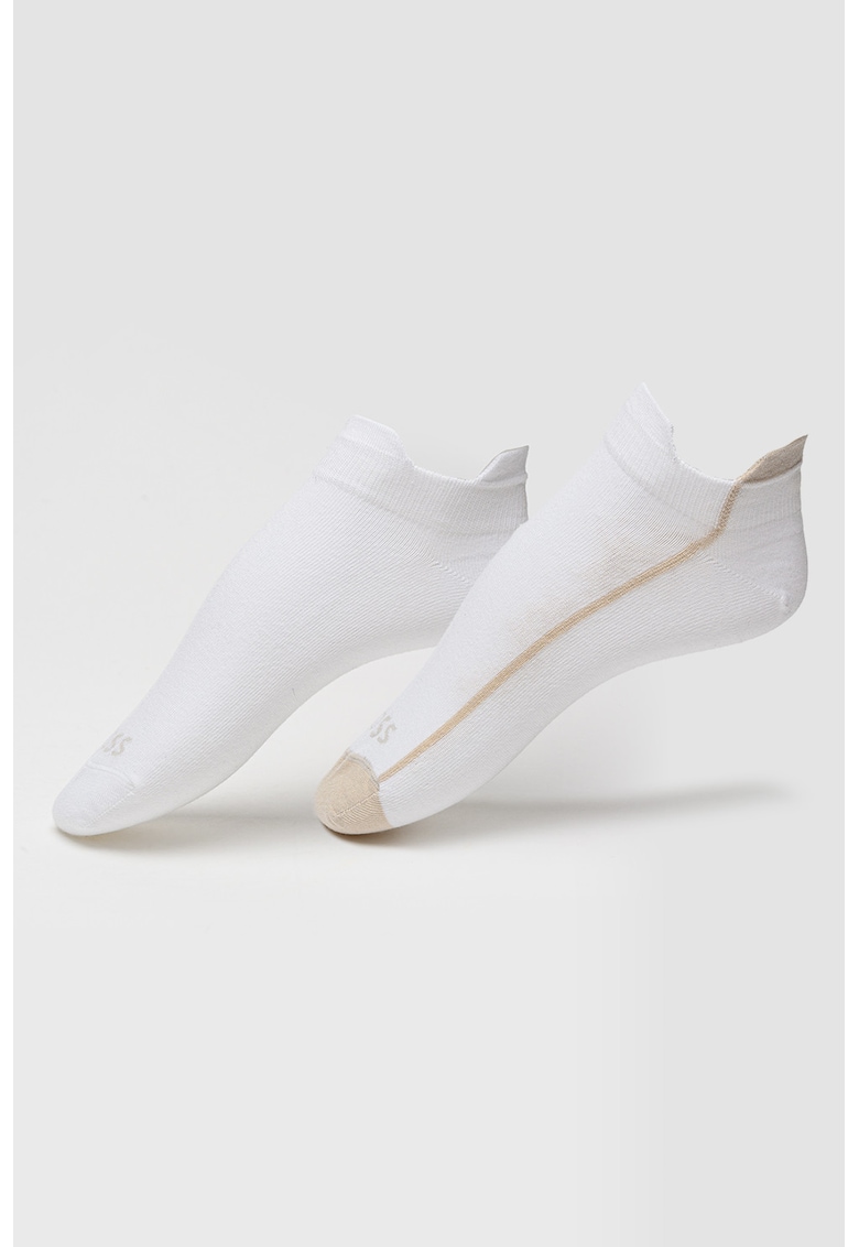 Set de sosete scurte din amestec de bumbac - 2 perechi - Alb/Maro deschis melange