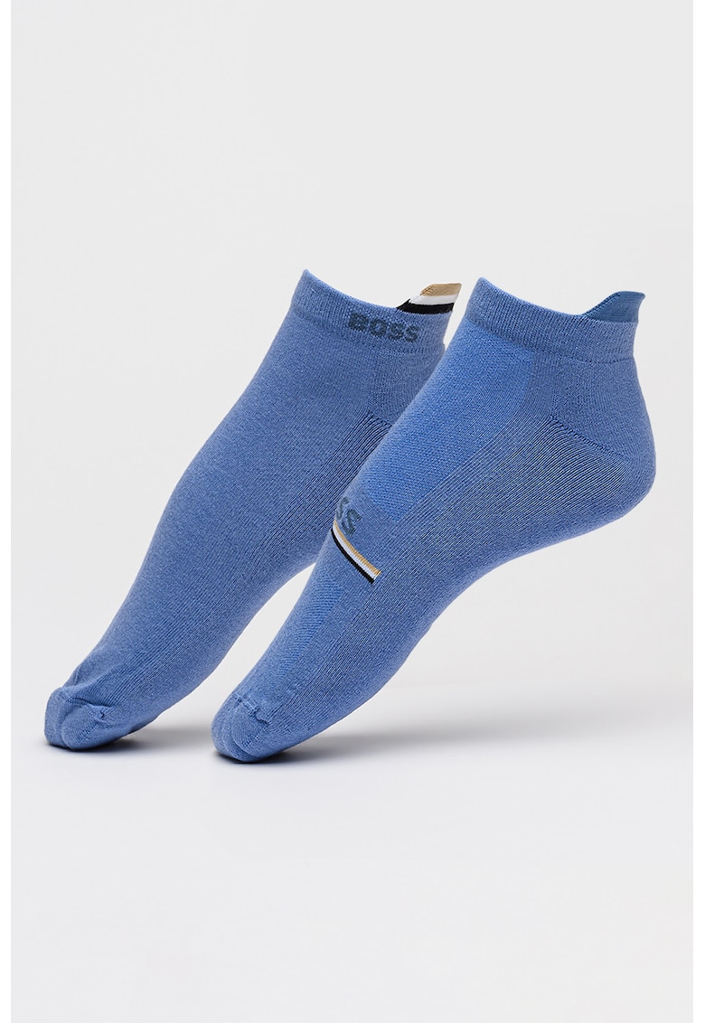 Set de sosete scurte cu logo - 2 perechi - Albastru deschis