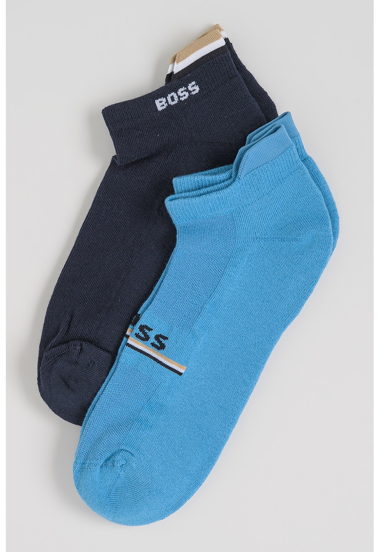 Set de sosete scurte cu logo - 2 perechi - Albastru