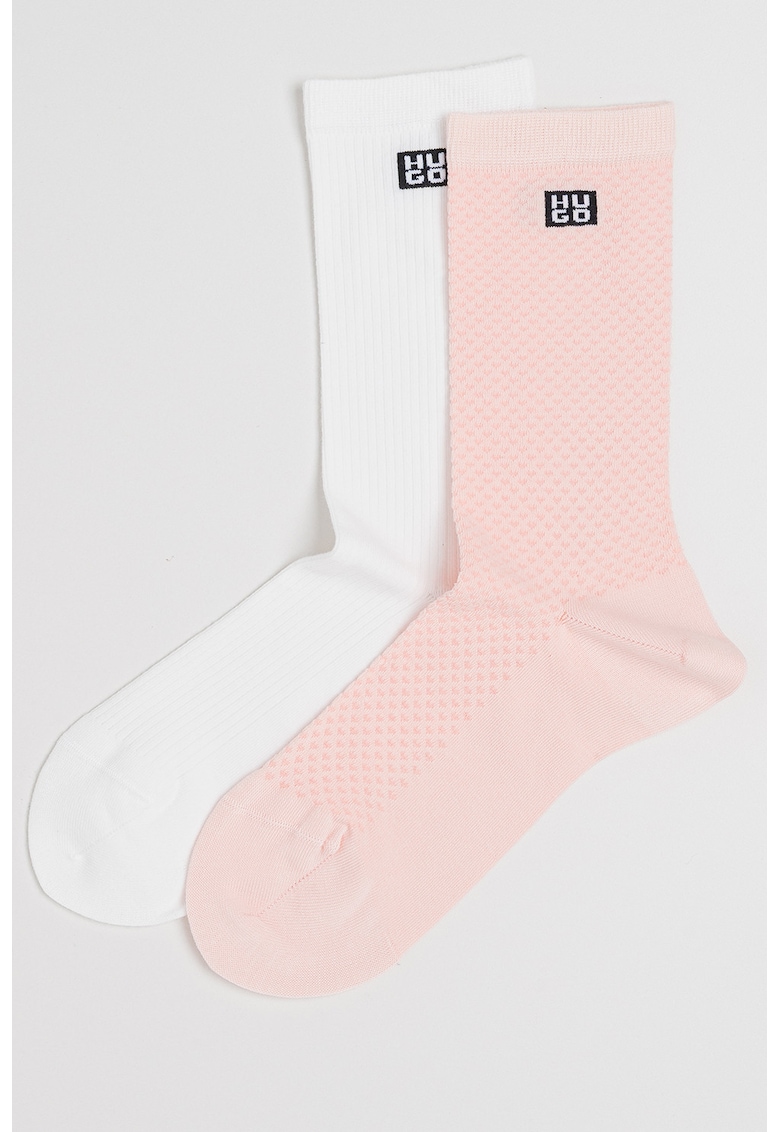 Set de sosete lungi - 2 perechi - Alb/Roz deschis