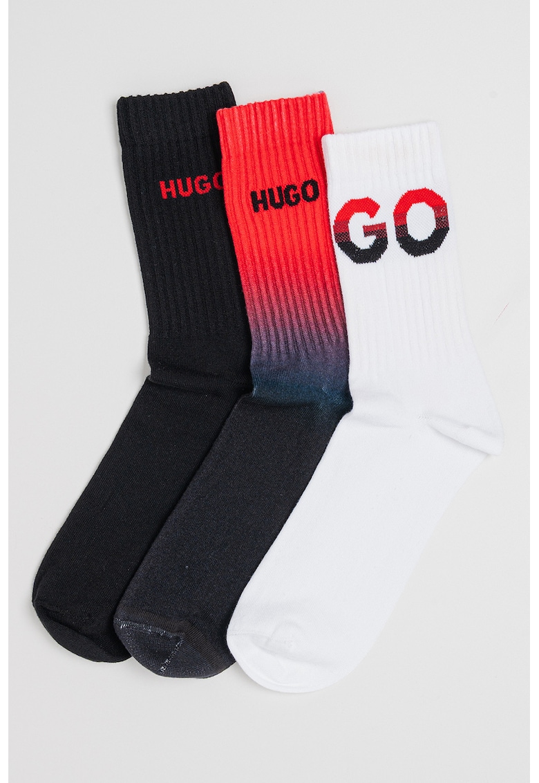 Set de sosete lungi cu model - 3 perechi - Rosu/Albastru/White