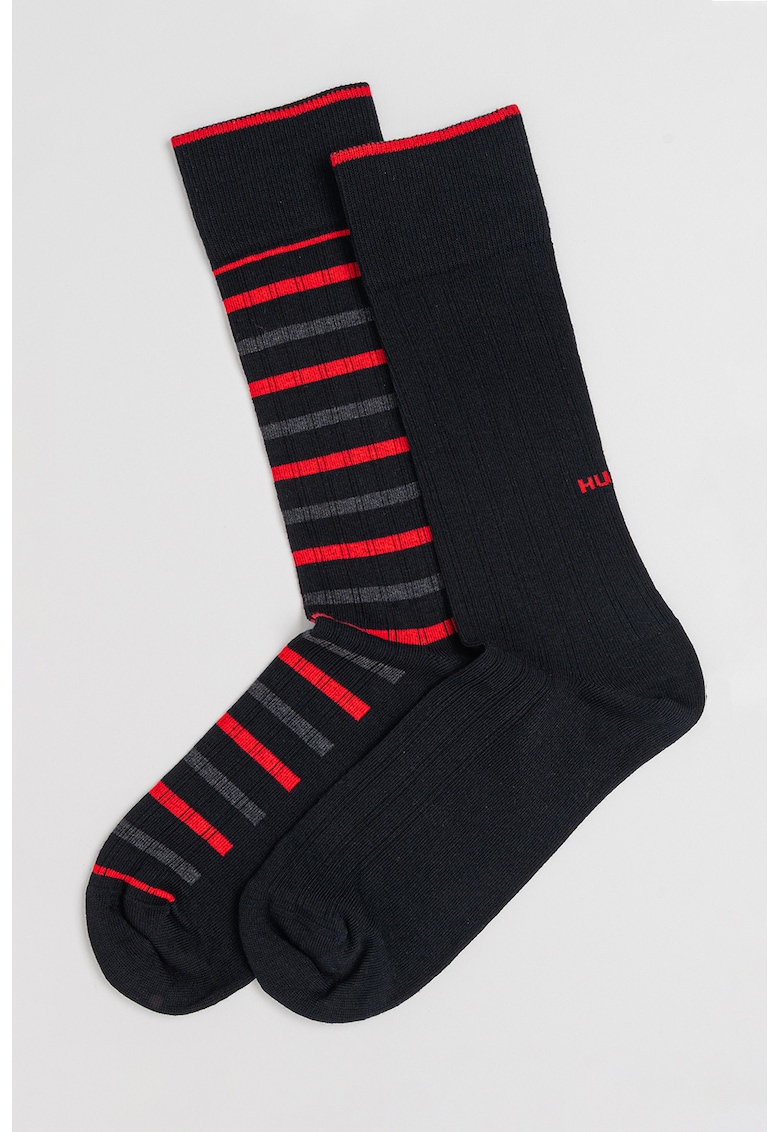 Set de sosete lungi din amestec de bumbac - 2 perechi - Rosu/Negru