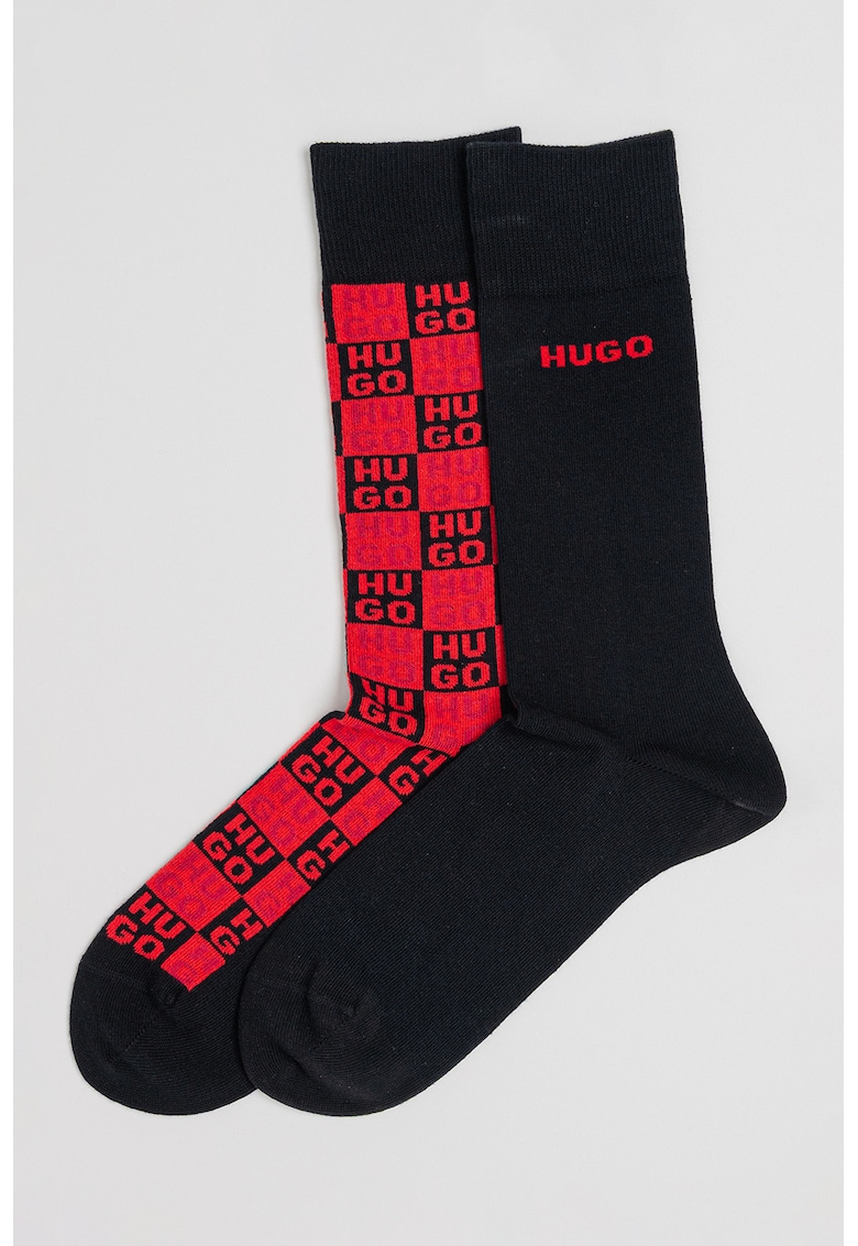 Set de sosete lungi cu logo - 2 perechi - Rosu/Negru