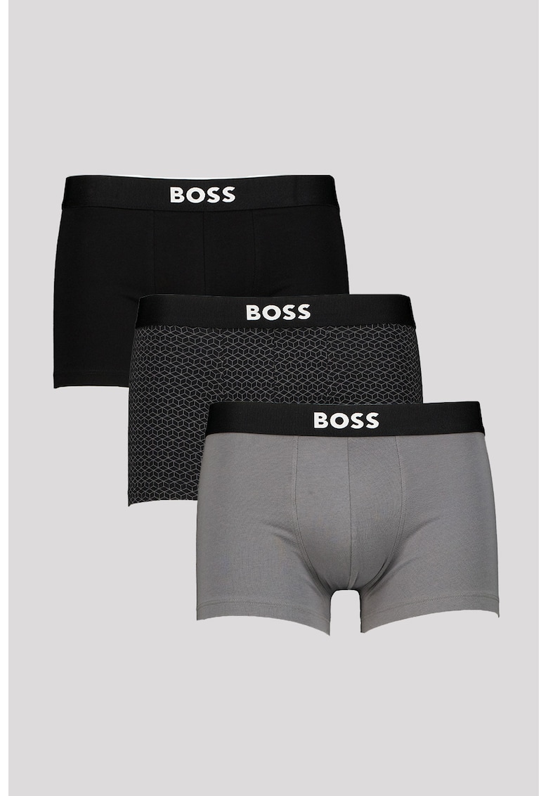 Set de boxeri cu banda logo in talie - 3 perechi - Negru/Gri inchis