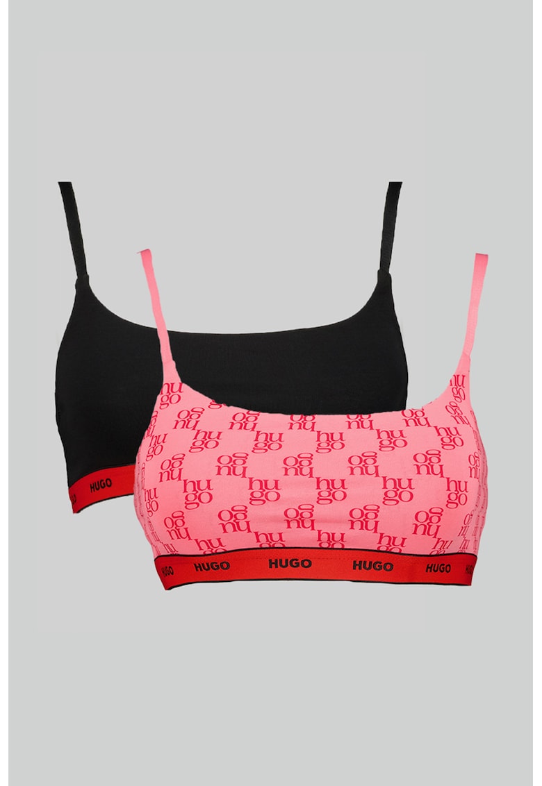 Set de bustiere cu bretele ajustabile - 2 piese - Negru/Roz deschis