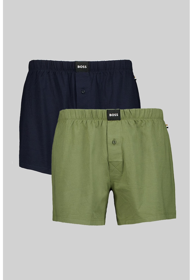 Set de boxeri lejeri din jerseu - 2 perechi - Albastru ultramarin/Verde feriga