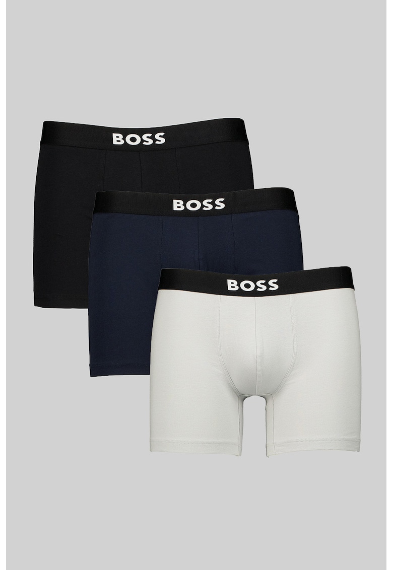 Set de boxeri cu logo One - 3 perechi - Negru/Gri deschis/Albastru ultramarin