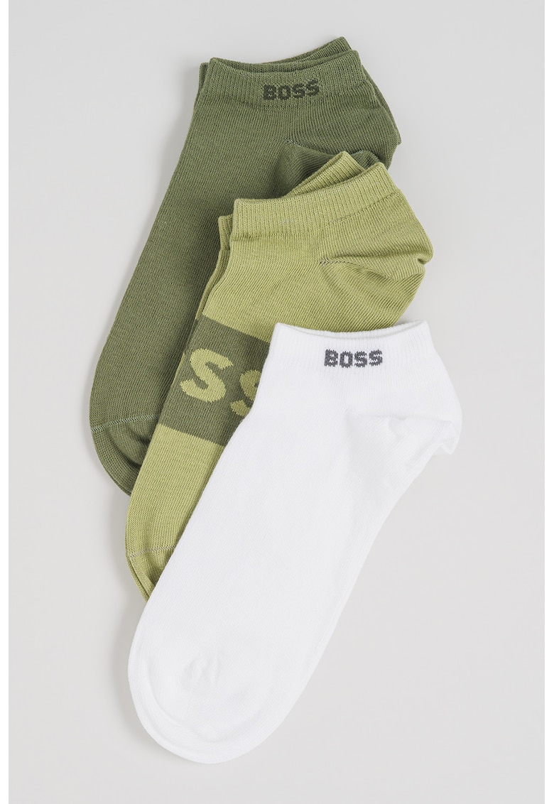 Set de sosete pana la glezna - 3 perechi - Alb/Verde