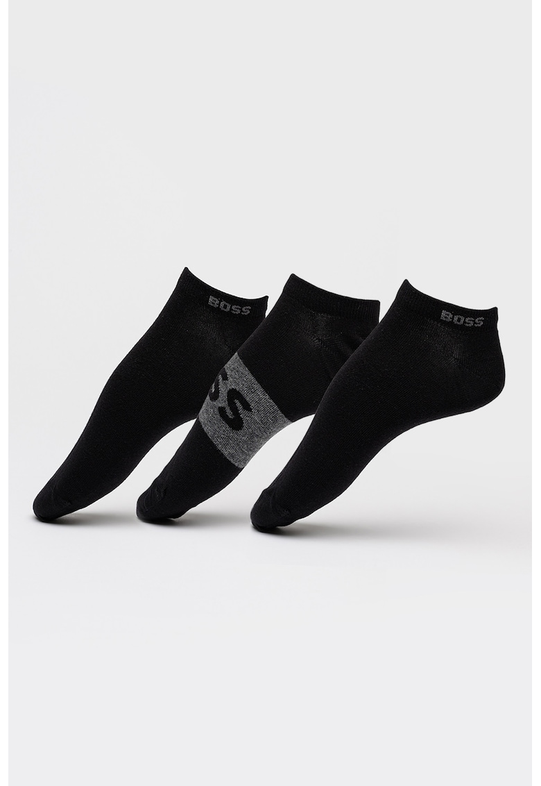 Set de sosete pana la glezna - 3 perechi - Negru/Gri