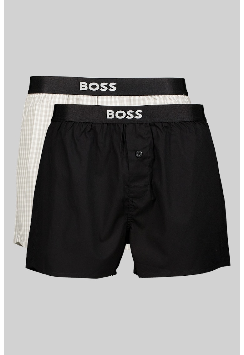 Set de boxeri cu model- 2 Perechi - Alb/Negru/Verde pal