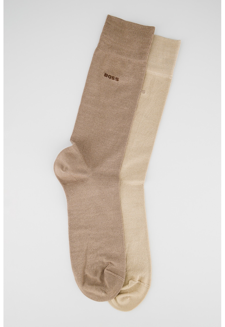 Set de sosete lungi cu detaliu logo - 2 perechi - Kaki