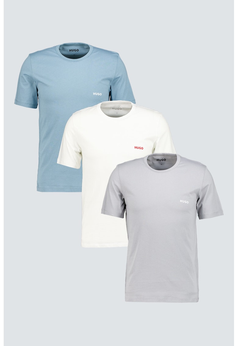 Set de tricouri de casa din bumbac- 3 piese - Alb/Gri/Albastru