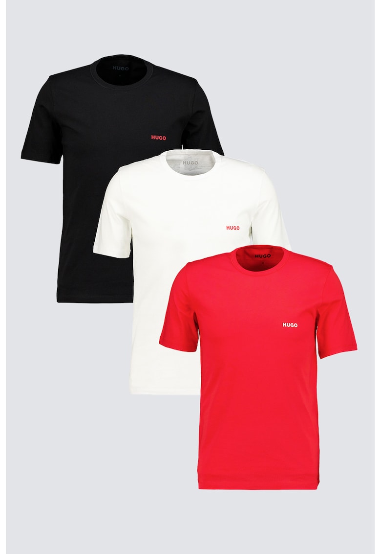 Set de tricouri de casa din bumbac- 3 piese - Rosu/Alb/Negru