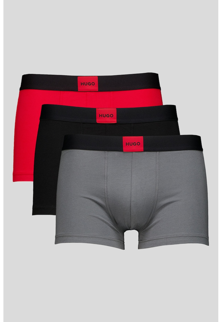 Set de boxeri cu banda elastica - 3 perechi - Rosu/Negru/Gri