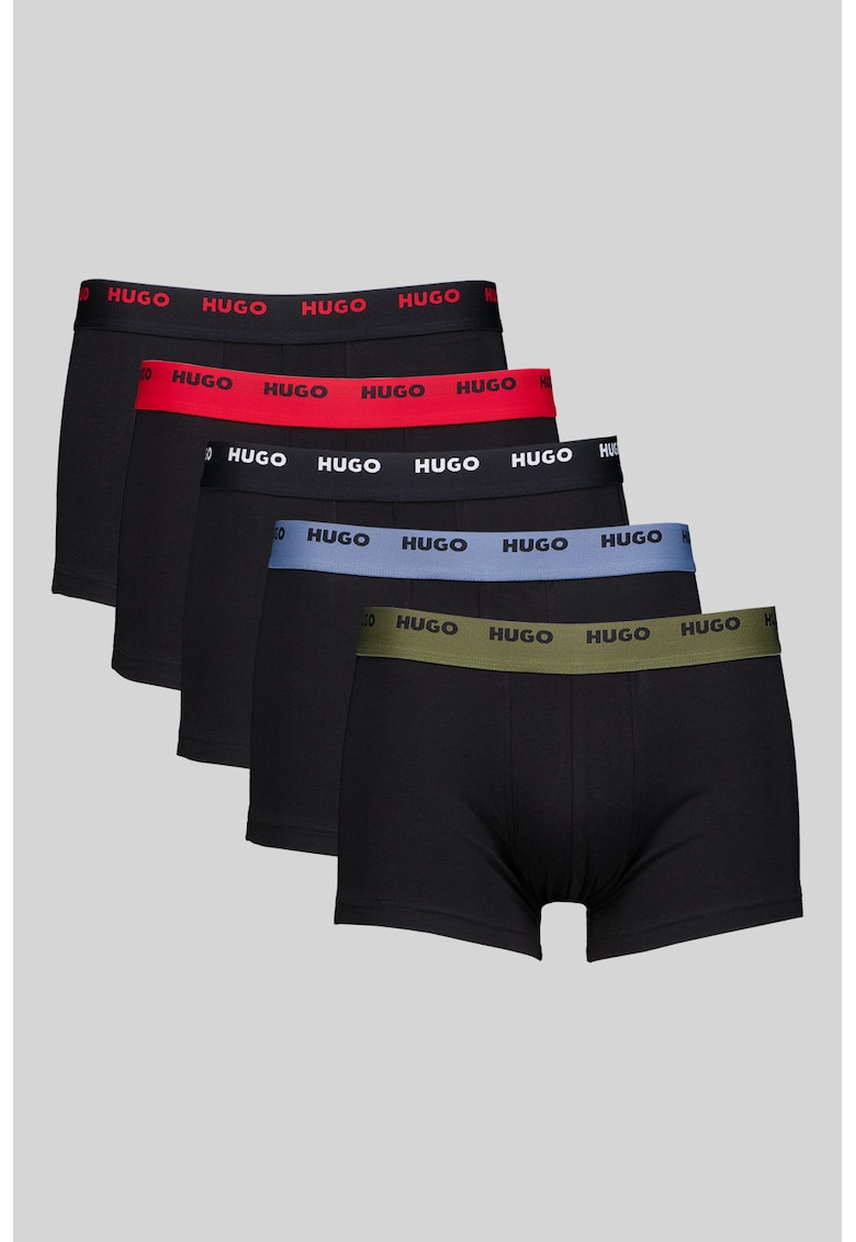 Set de boxeri cu logo- 5 perechi - Rosu/Negru/Verde sparanghel