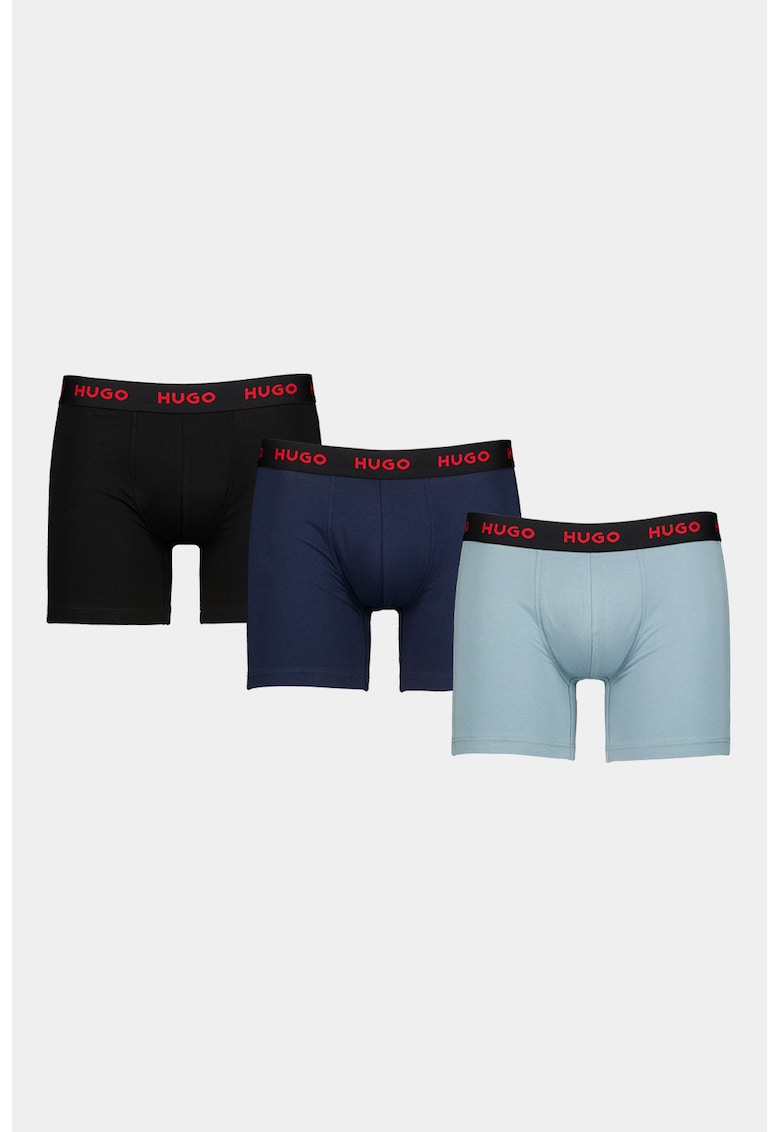 Set de boxeri cu banda logo in talie - 3 perechi - Negru stins/Albastru indigo