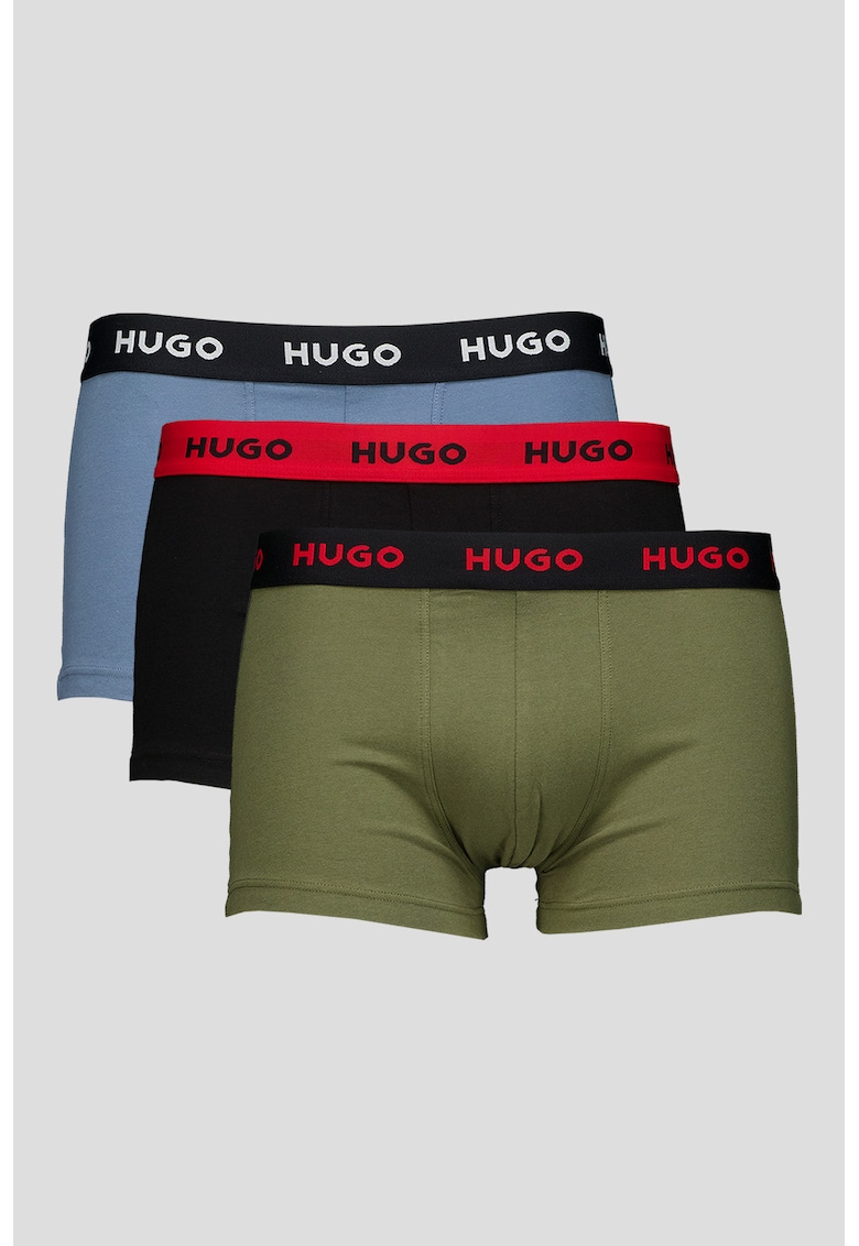 Set de boxeri cu banda elastica cu logo - 3 perechi - Verde/Negru/Albastru