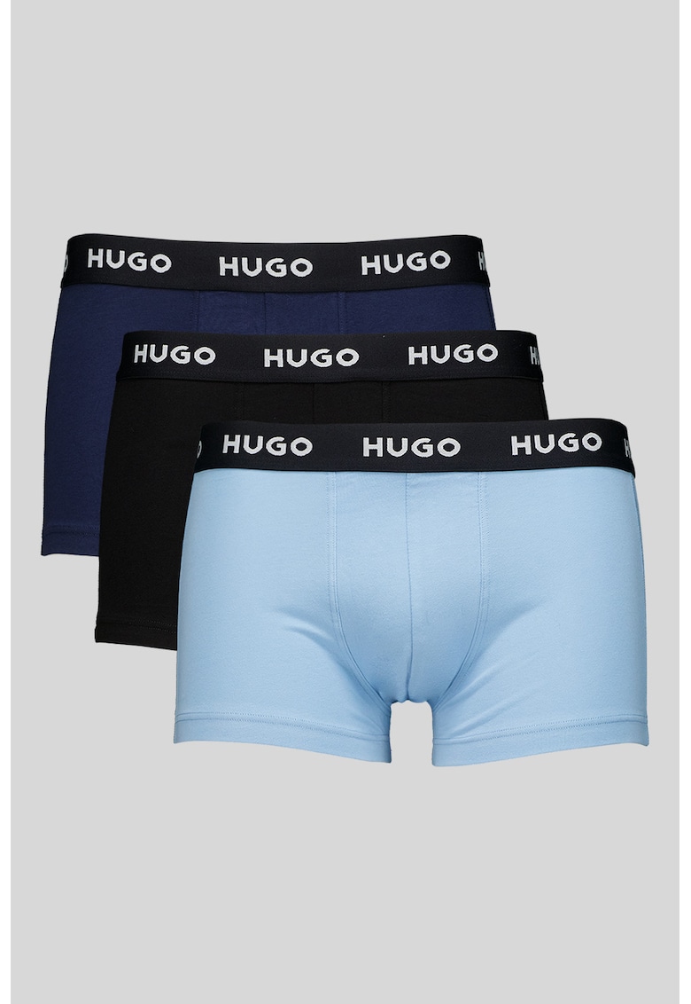 Set de boxeri cu banda elastica cu logo - 3 perechi - Negru/Albastru ultramarin/Albastru