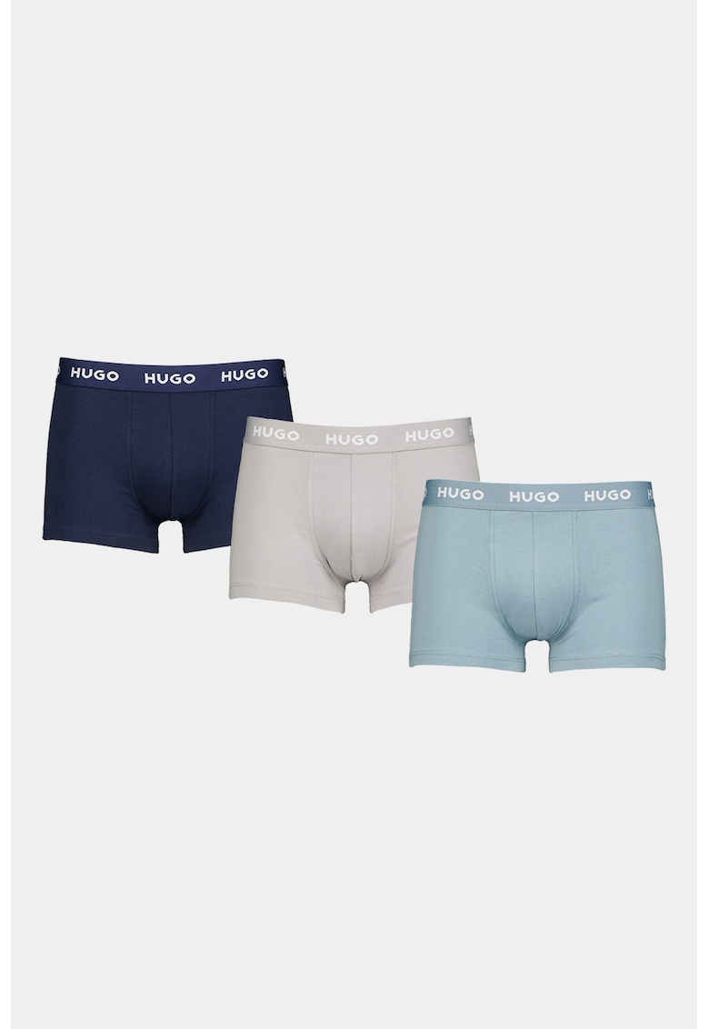 Set de boxeri cu banda elastica cu logo - 3 perechi - Gri/Albastru