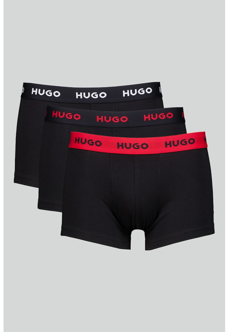 Set de boxeri cu banda elastica cu logo - 3 perechi - Negru/Rosu inchis