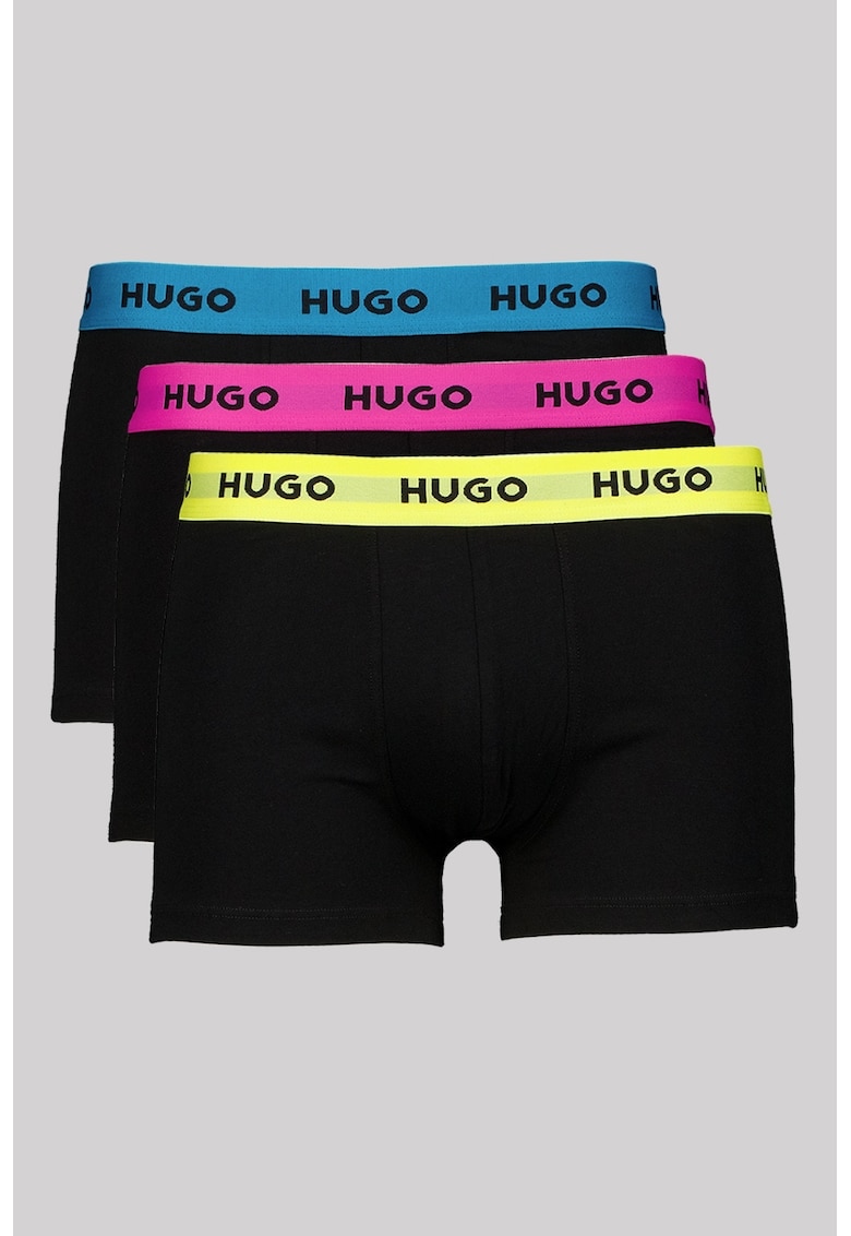 Set de boxeri cu banda elastica cu logo - 3 perechi - Negru/Galben pai