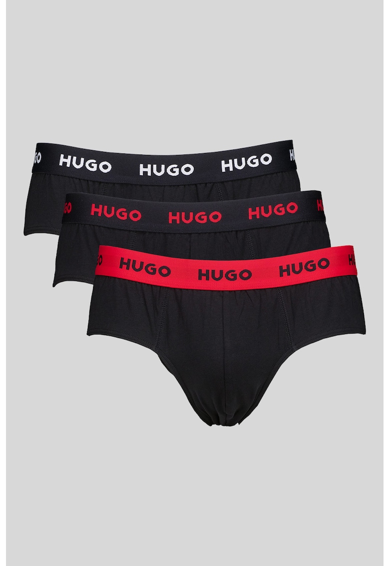 Set de chiloti cu logo - 3 perechi - Negru/Alb optic/Rosu vermillion