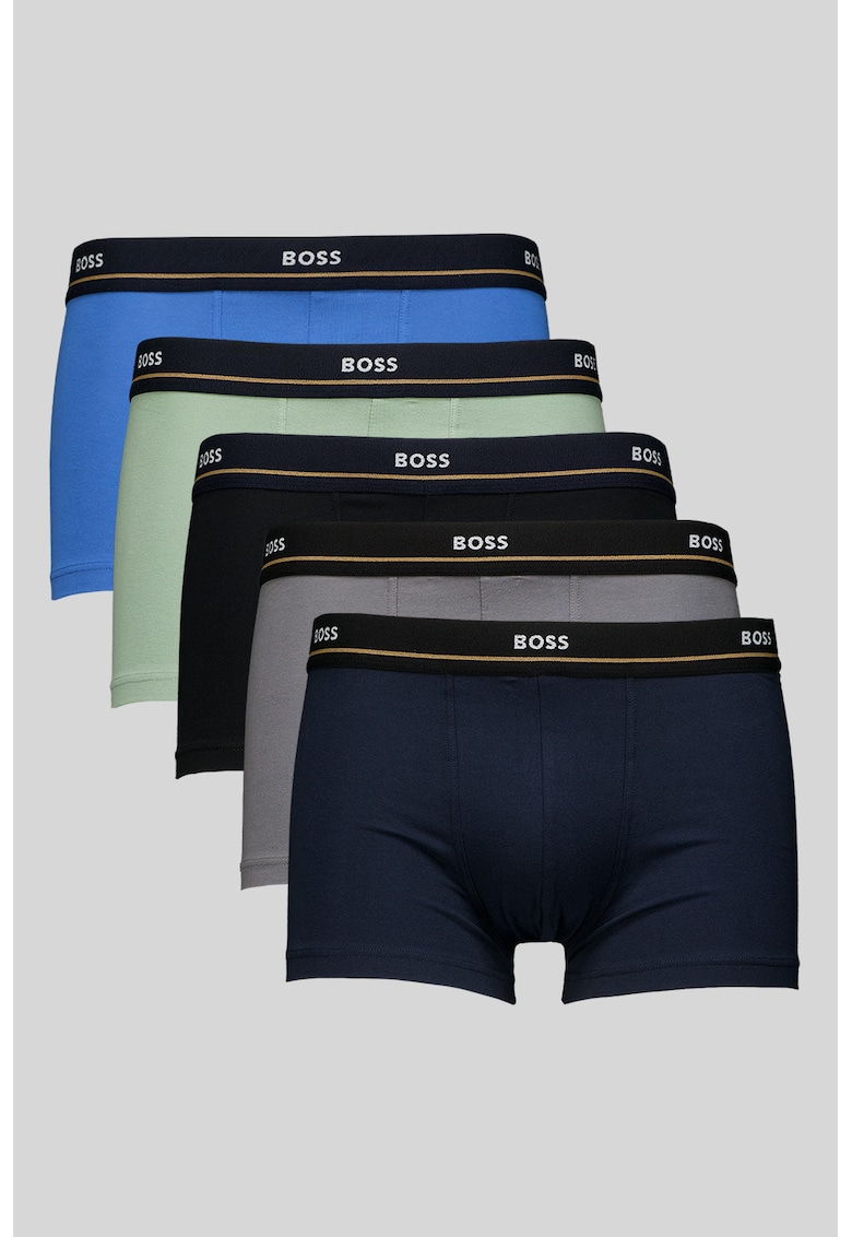 Set de boxeri din amestec de bumbac cu banda logo in talie - 5 perechi