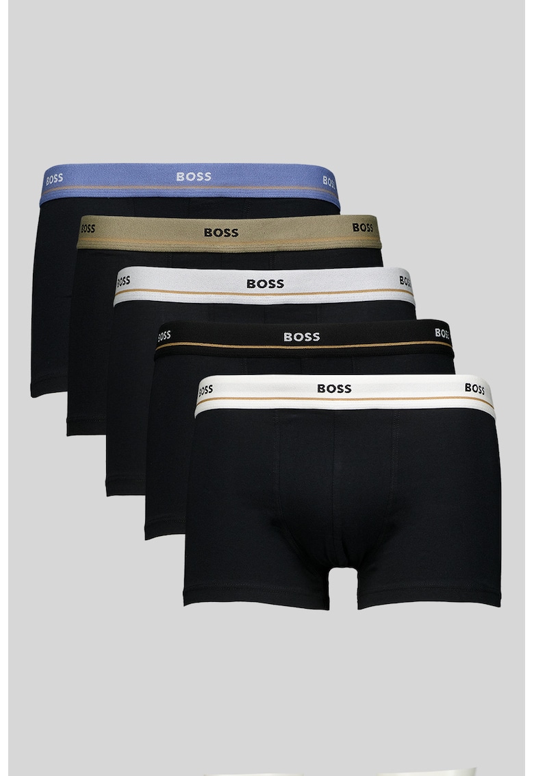 Set de boxeri din amestec de bumbac cu banda logo in talie - 5 perechi