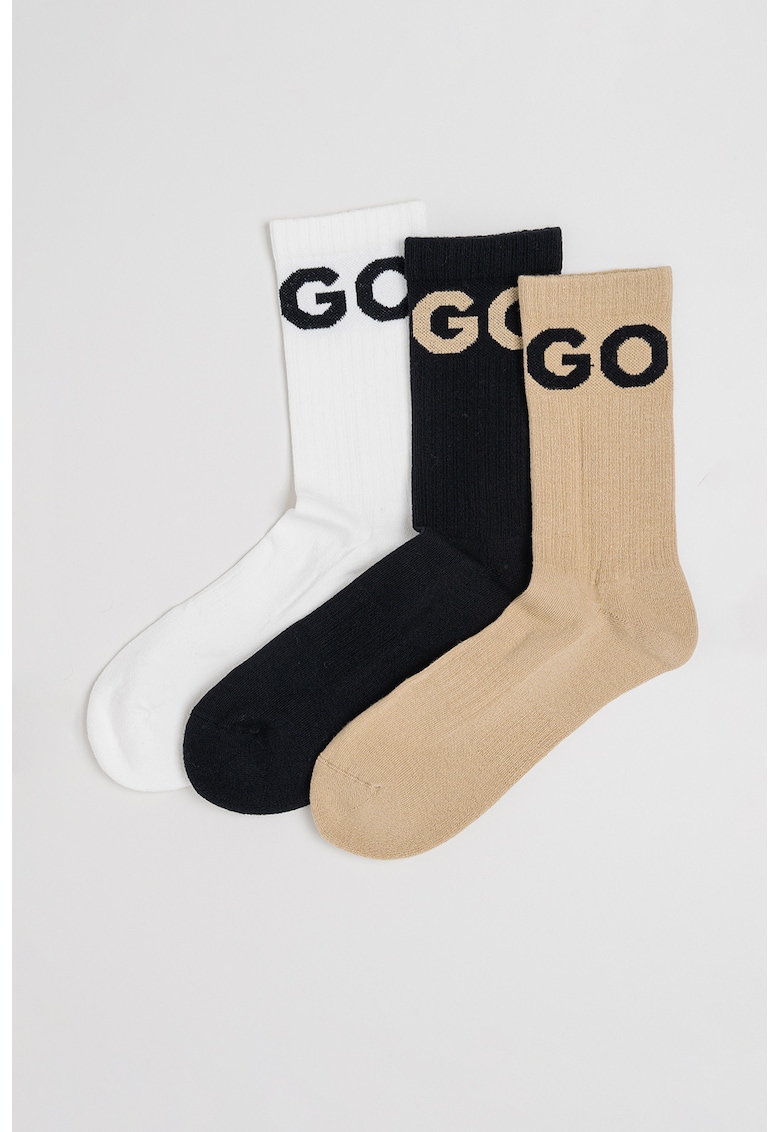 Set de sosete lungi cu logo supradimensionat - 3 perechi