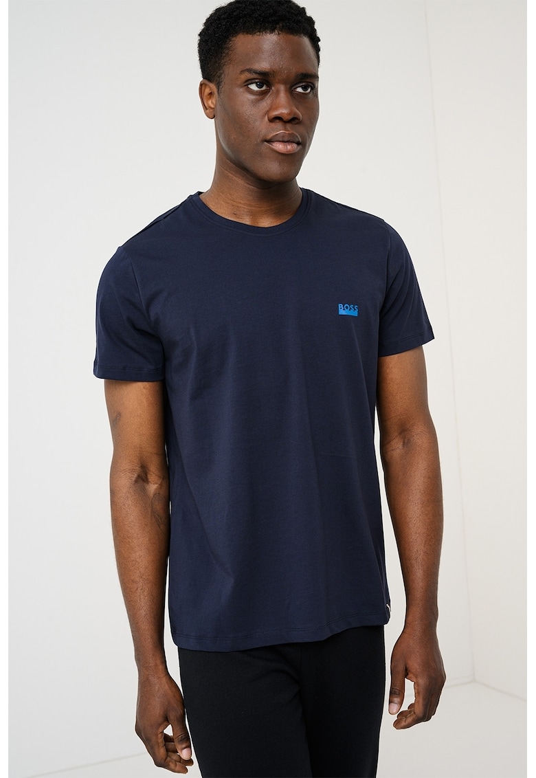 Tricou regular fit de casa cu logo - Albastru ultramarin