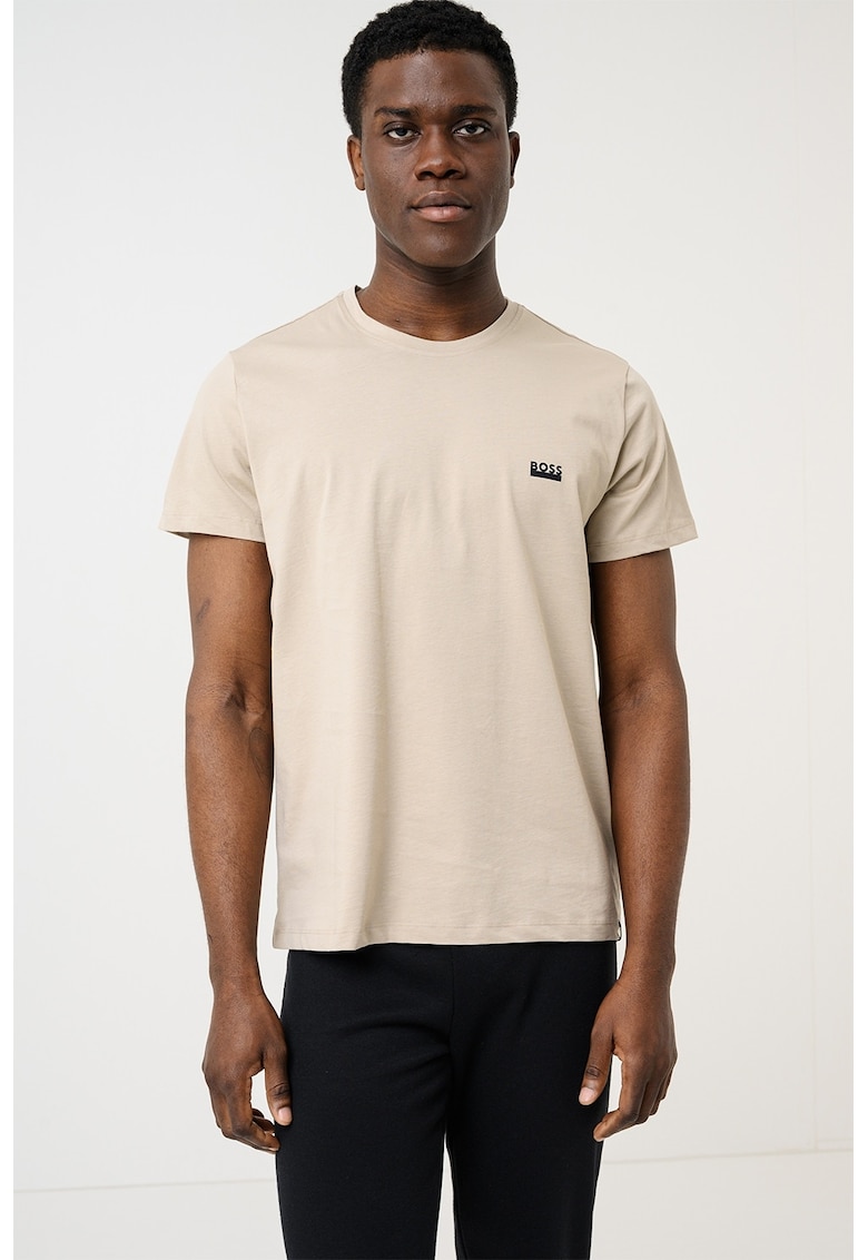 Tricou regular fit de casa cu logo - Maro camel