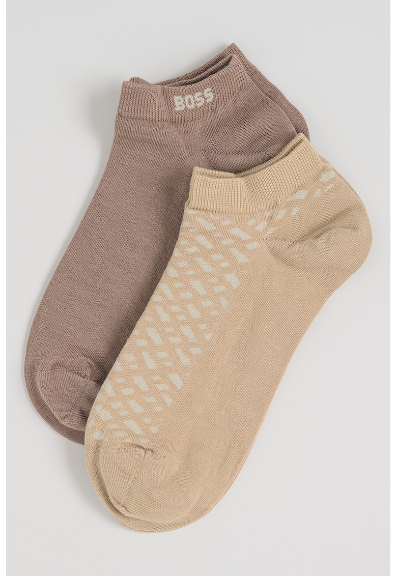 Set de sosete pana la glezna cu model - 2 perechi - Maro