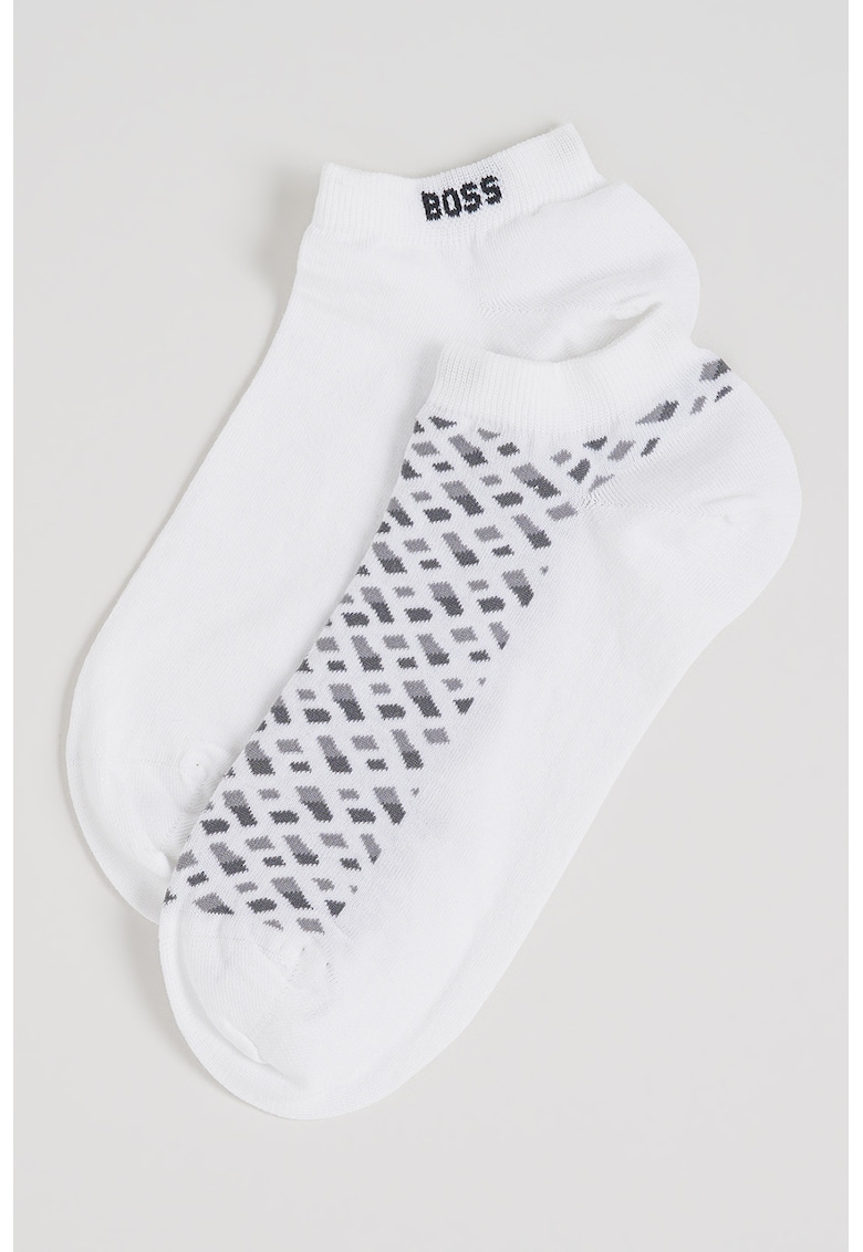 Set de sosete pana la glezna cu model - 2 perechi - Alb/Negru