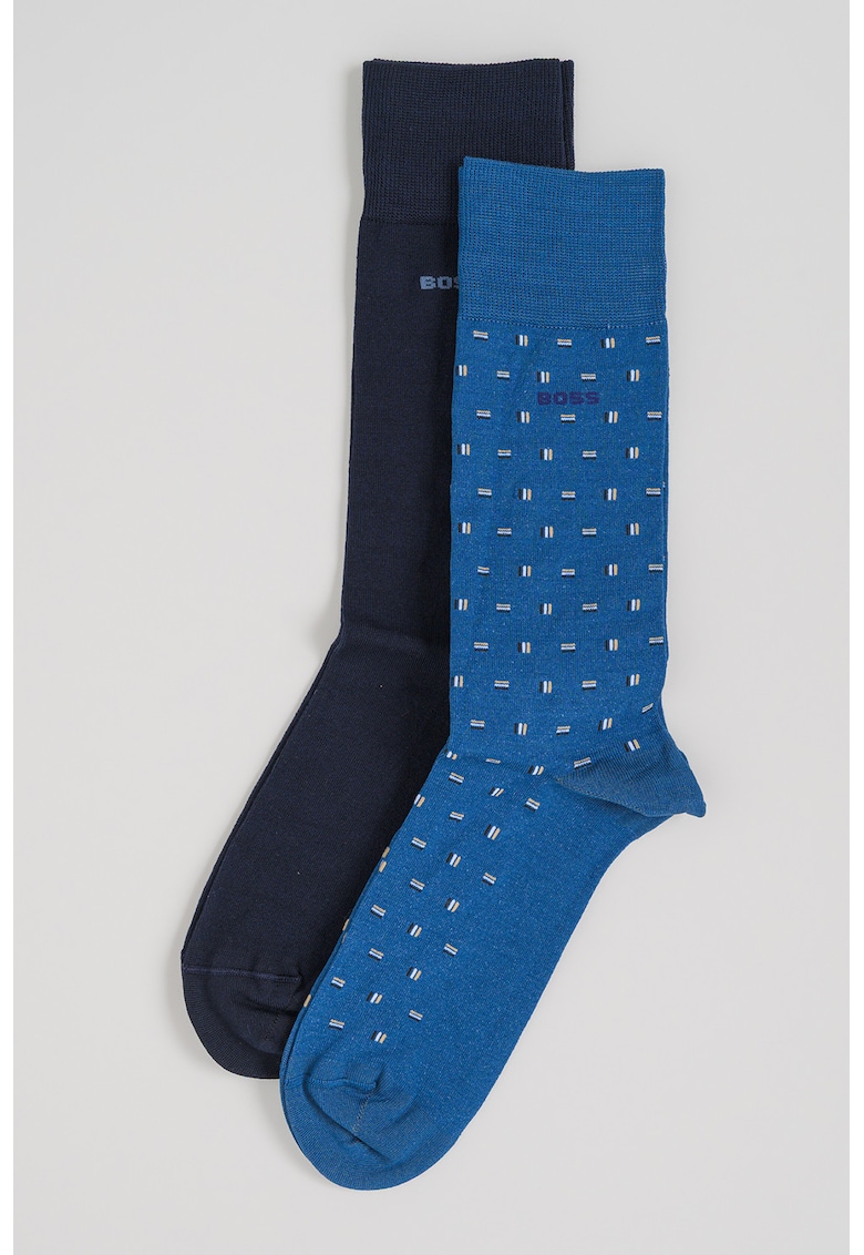 Set de sosete lungi cu model - 2 perechi - Bleumarin