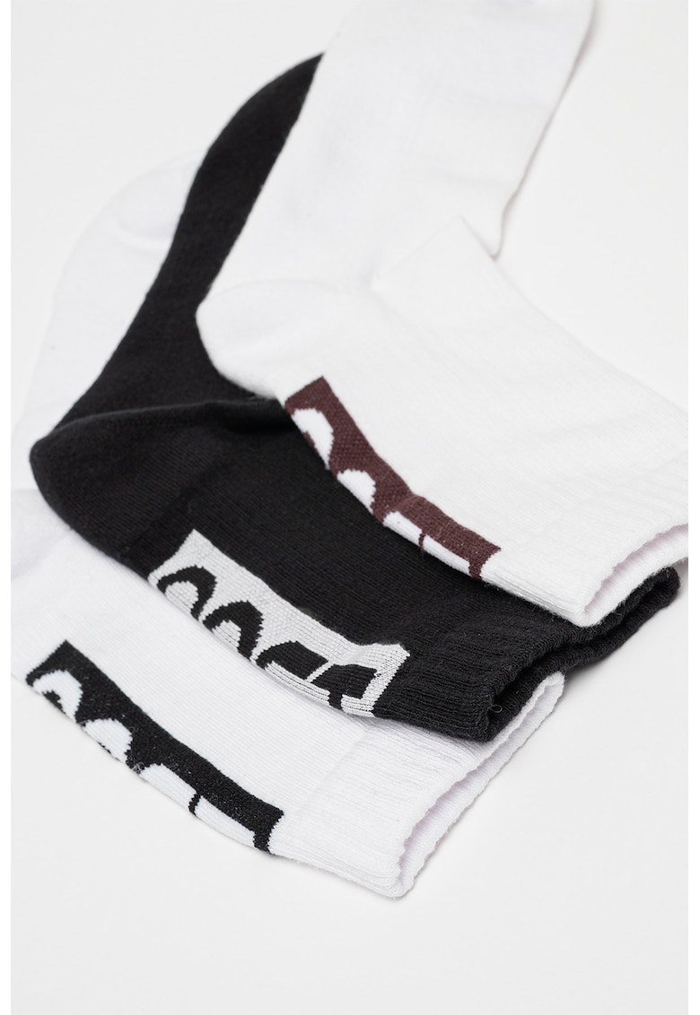 Set de sosete lungi cu logo - 3 perechi - Alb/Negru
