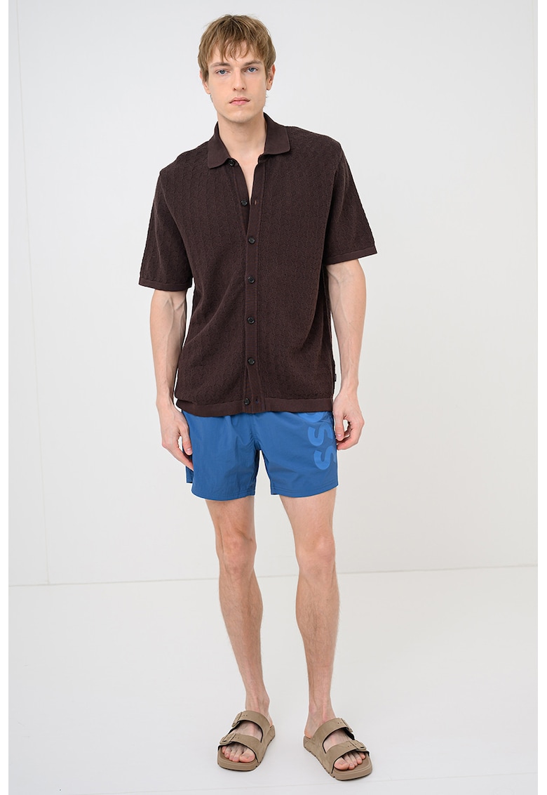 Pantaloni scurti de baie cu imprimeu logo Octopus - Albastru