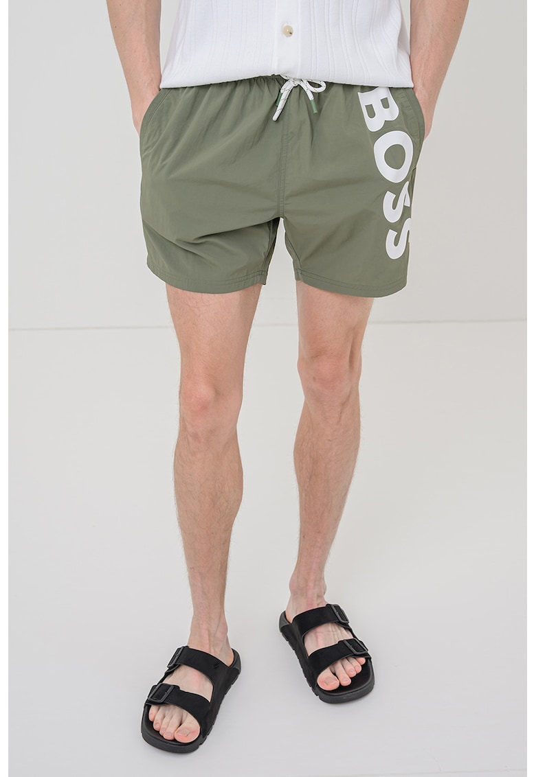 Pantaloni scurti de baie cu imprimeu logo Octopus - Verde masliniu