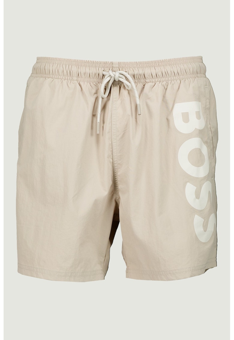 Pantaloni scurti de baie cu imprimeu logo Octopus - Maro taupe deschis