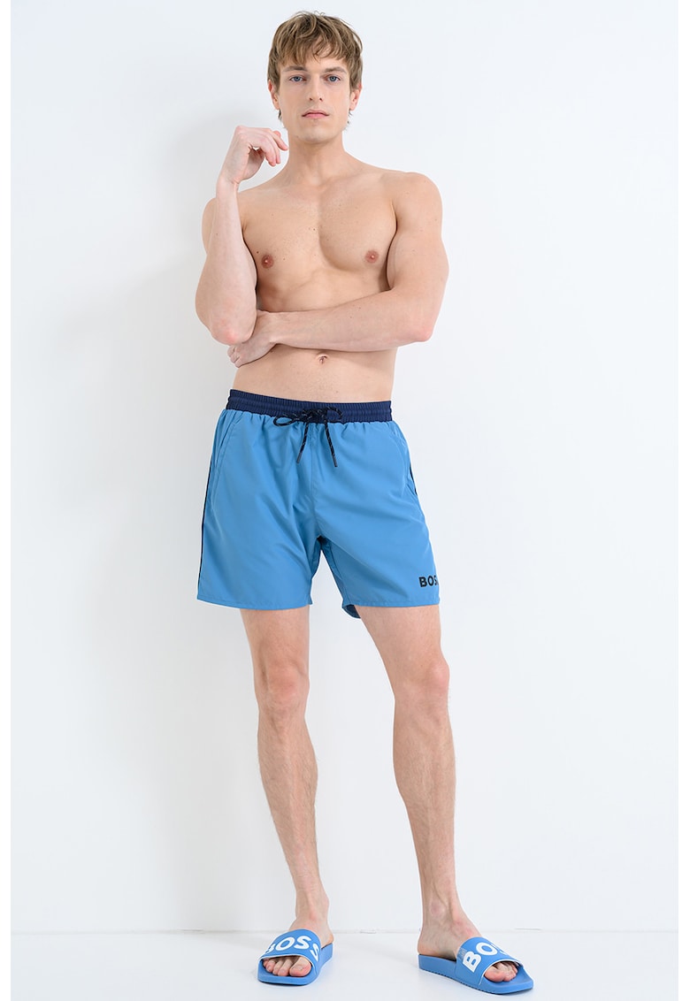 Pantaloni scurti de baie cu model uni Starfish - Albastru stins