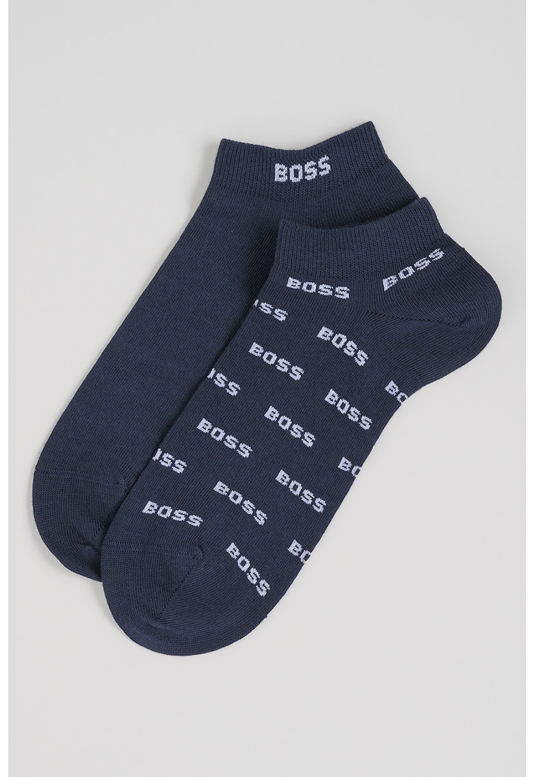 Set de sosete pana la glezna cu imprimeu logo - 2 perechi - Alb/Albastru ultramarin