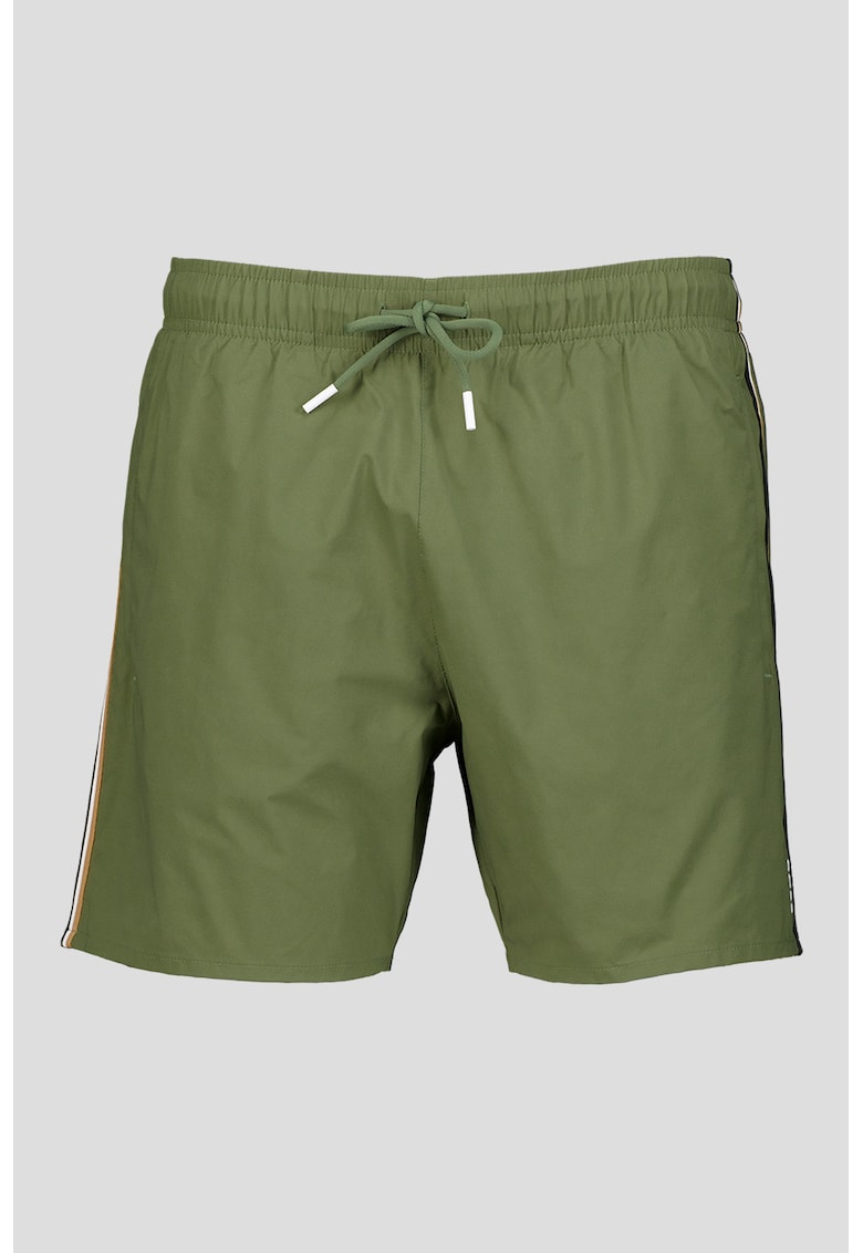Pantaloni scurti de baie cu benzi laterale contrastante Iconic - Verde masliniu