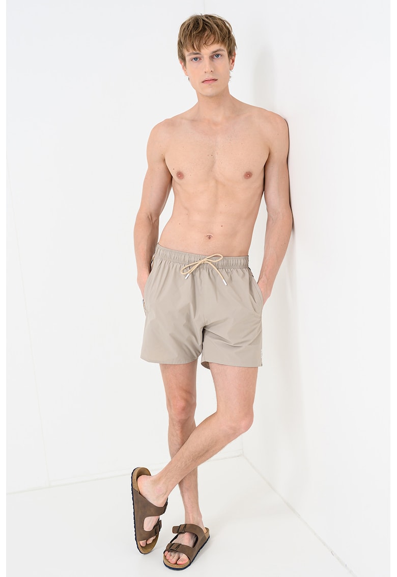 Pantaloni scurti de baie cu benzi laterale contrastante Iconic - Bej